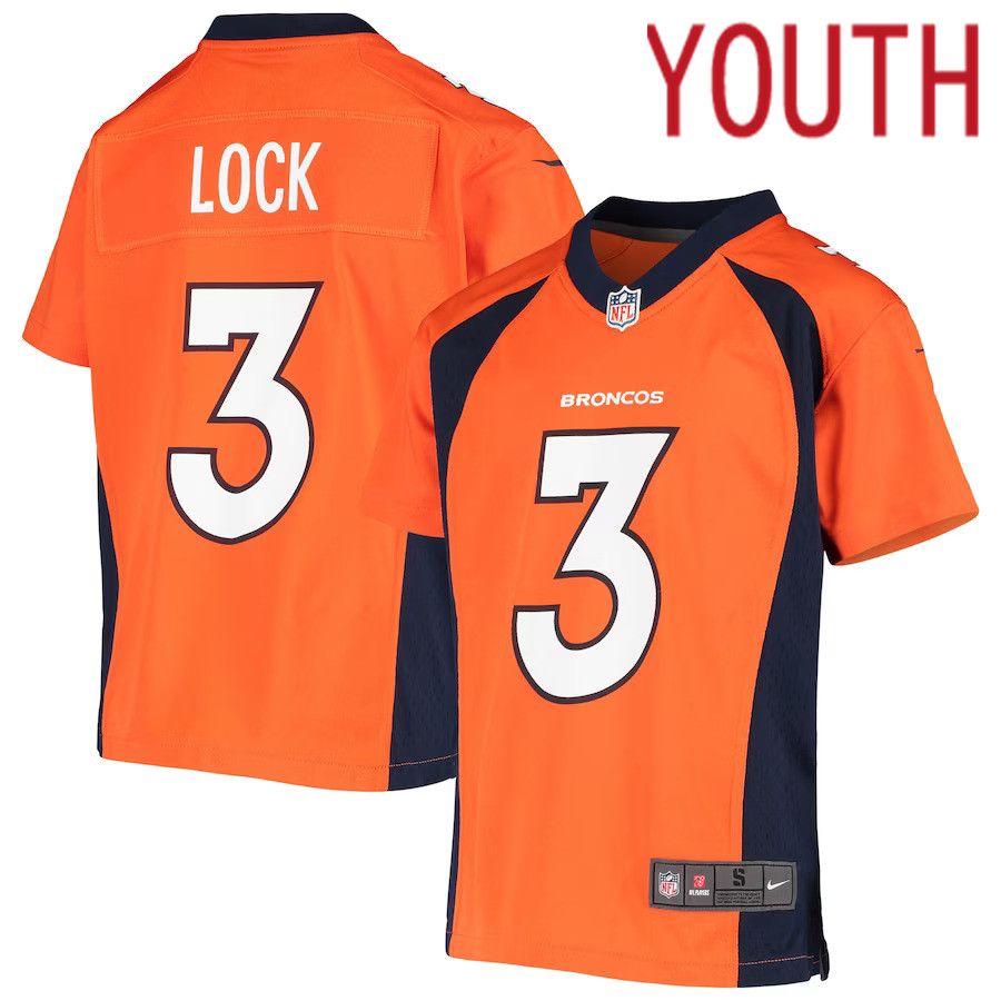 Youth Denver Broncos #3 Drew Lock Nike Orange Player Game NFL Jersey